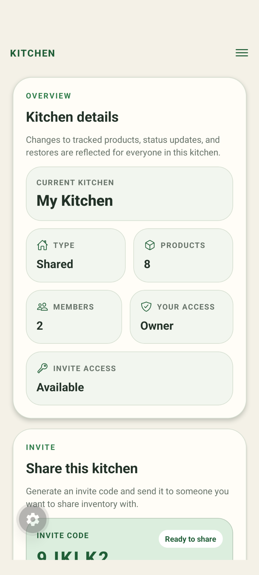 Shelfli kitchen details screen showing products sorted by expiry date
